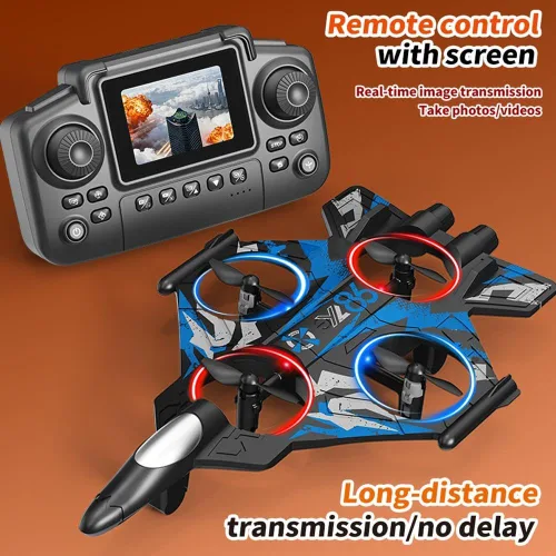Miniatura 5 de Avión RC Fighter Jet con cámara y pantalla para adultos y niños, avión de acrobacias de control remoto con giros de 360°, retención de altitud