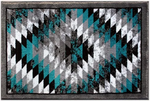 Miniatura 19 de Masada Rugs, Stephanie Collection - Alfombra de área del suroeste de nativos americanos, diseño envejecido 1106 turquesa, gris, blanco y negro