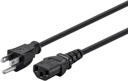 Miniatura 19 de Monoprice Cable de alimentación NEMA 5-15P a IEC 60320 C13, 18AWG, 10A/1250W, 125V, 3 clavijas, 1 pie, negro, paquete de 6