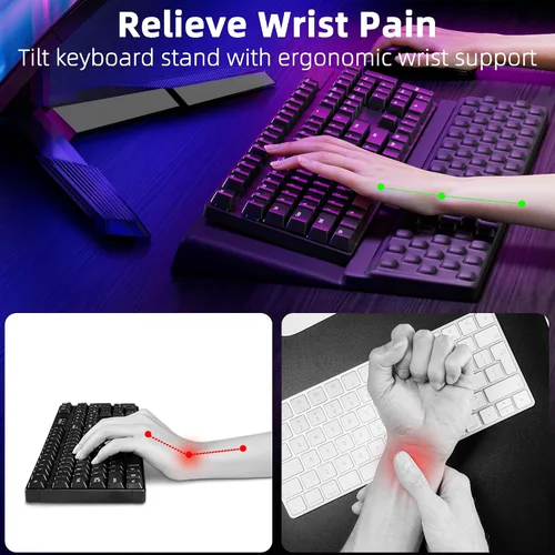 Miniatura 2 de Ospelelf - Soporte para teclado con reposamuñecas, cómodo soporte ergonómico para teclado para oficina y hogar Negro