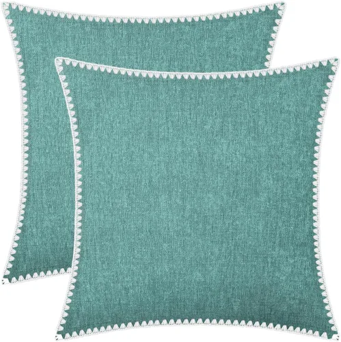 Miniatura 11 de BRAWARM Fundas de almohada 40x40 cm - Paquete de 2 fundas de almohada de chenilla negra, fundas de almohada de chenilla suave teñida sólida