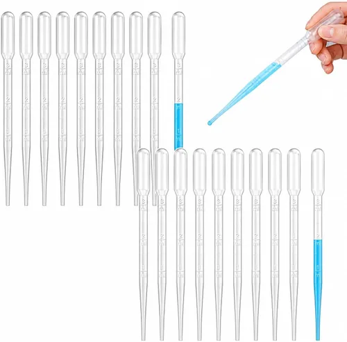 ovsor 50 pipetas de transferencia desechables de plástico, 0.1 fl oz de pipeta calibrada para aceites esenciales, laboratorio de ciencias, arte de