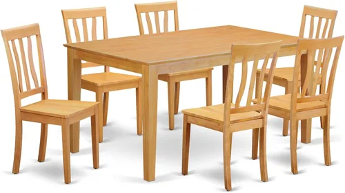 Miniatura 12 de East West Furniture CAAN5-OAK-W - Juego de mesa de comedor moderno de 5 piezas, incluye una mesa rectangular de madera y 4 sillas de comedor, 36 x