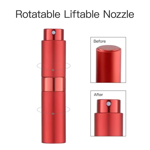 Miniatura 4 de LISAPACK Botella de espray de perfume de 8 ml con atomizador para viajes, dispensador de colonia recargable vacío, vaporizador portátil (Rojo)