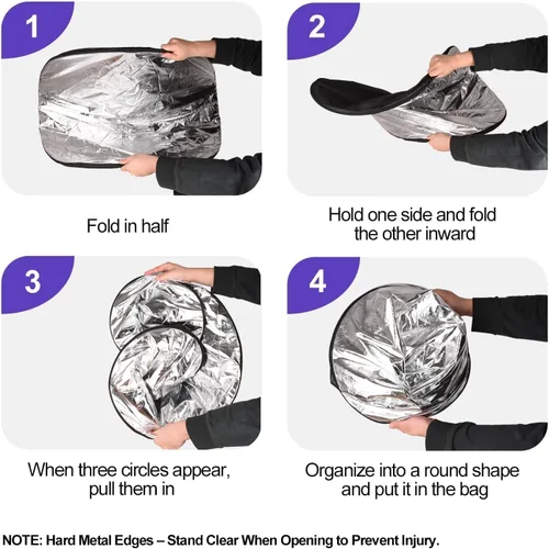Miniatura 7 de EMART Reflector de fotografía plegable 5 en 1 de 24 x 36 pulgadas con bolsa, panel portátil ovalado grande para video de estudio, retrato, tiro al