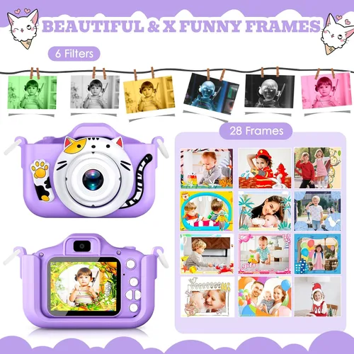 Miniatura 5 de Cámara para niños DITUPAN para niñas y niños, cámara digital para niños pequeños, juguetes para niños de 3, 4, 5, 6, 7, 8, 9, 10, 11, 12 años