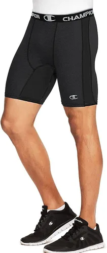 Champion Pantalón corto de compresión para hombre de 6 pulgadas, logotipo C