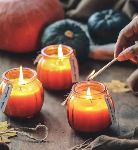 Miniatura 3 de 3Pcs Pumpkin Shaped Candles, Fall Scented Candle,Pumpkin Spice Scented Candle Set of 3 (Orange)