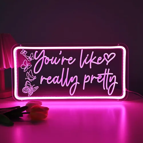 Miniatura 10 de Britrio Letrero de neón Hello Gorgeous para decoración de pared, luz de neón LED rosa, señal de pared de mariposa en forma de corazón