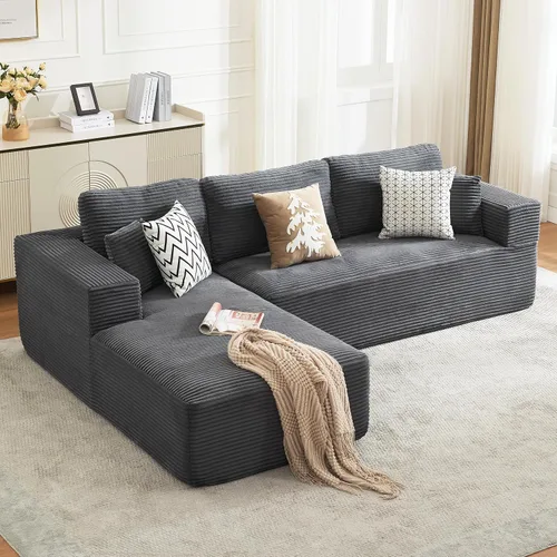 Miniatura 18 de Sofá modular Cloud de 106 pulgadas con diván en forma de L, moderno sofá modular sin hueso con asiento profundo, sofás tapizados para sala de estar