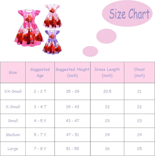 Miniatura 4 de Wekoyaee Vestidos casuales de verano para niñas, trajes lindos de princesa de dibujos animados