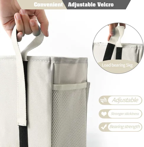 Miniatura 4 de Bseash Organizador de litera, organizador de cama colgante para mesita de noche, bolsa de almacenamiento con 4 bolsillos y 2 ganchos