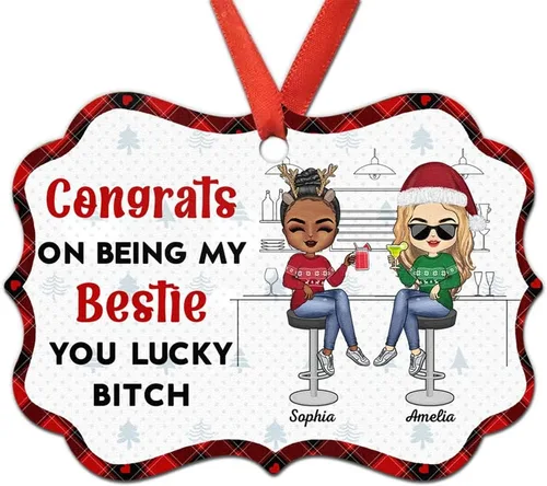 Miniatura 21 de Adorno personalizado con texto en inglés «Best Friend are Hard to Find Because The Very Best is Already Mine», adorno de Navidad personalizado 2023