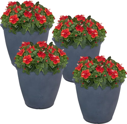 Miniatura 26 de Sunnydaze Anjelica - Maceta grande de plástico para plantas, maceta grande de plástico de doble pared para exteriores con agujeros de drenaje Óxido