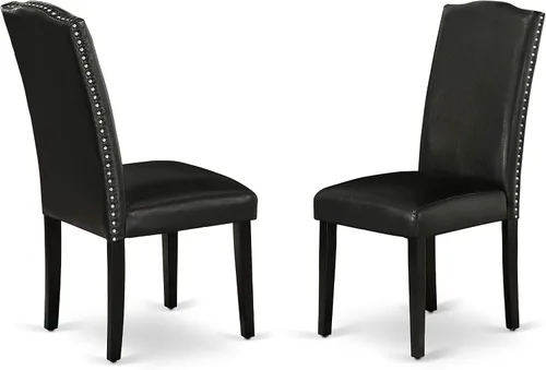 Miniatura 4 de East West Furniture SHEN3-BLK-69 - Juego de mesa de cocina de 3 piezas contiene una mesa de comedor redonda con pedestal y 2 sillas de comedor