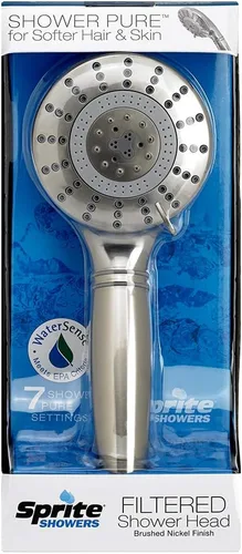 Miniatura 2 de Sprite Showers Pure - Mango de ducha filtrado de 7 ajustes de 1.75 GPM en níquel cepillado