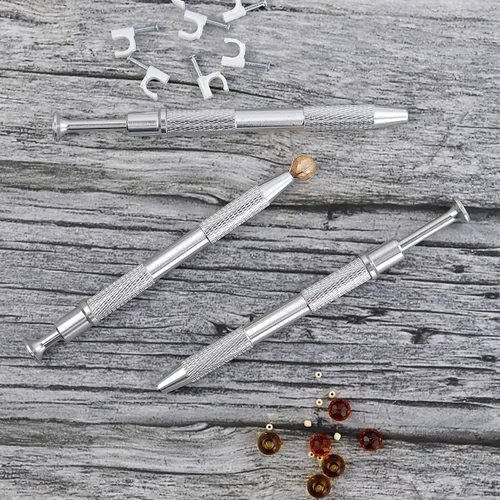 Miniatura 6 de Paquete de 3 herramientas de recogida de 4 garras de joyero, 4 puntas, pinzas de garra de diamante, púas de chip BGA para recolección de piezas