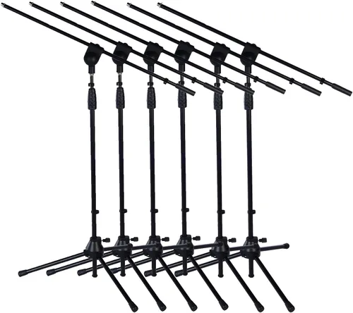 Miniatura 3 de LyxPro Soporte para micrófono, brazo inclinable, giratorio, podio o estudio, resistente, duradero y plegable, altura de 38.5 a 66 pulgadas, extiende