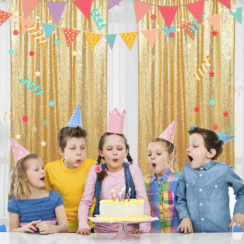 Miniatura 9 de Poise3EHome Cortinas de Fondo de Lentejuelas Doradas, 4 Paneles 2FT x 8FT Fondo con Purpurina para Fiesta Fiesta de Cumpleaños Baby Shower Boda