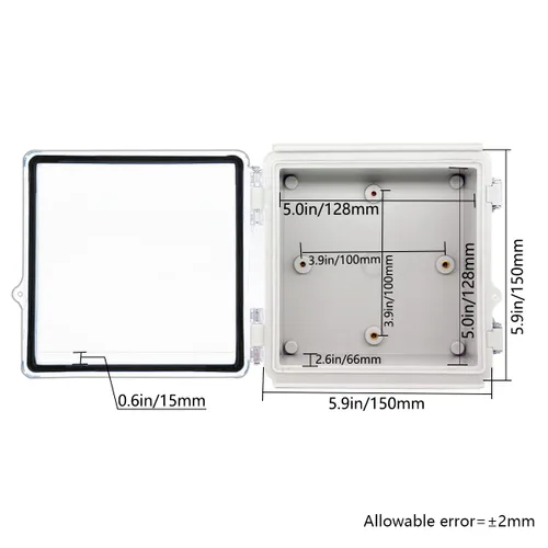Miniatura 5 de Zulkit Caja de conexiones IP67 Caja eléctrica impermeable para proyectos con cubierta transparente con bisagras, cierre de acero inoxidable, carcasa