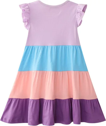 Miniatura 4 de HILEELANG Vestidos de manga corta para niñas pequeñas