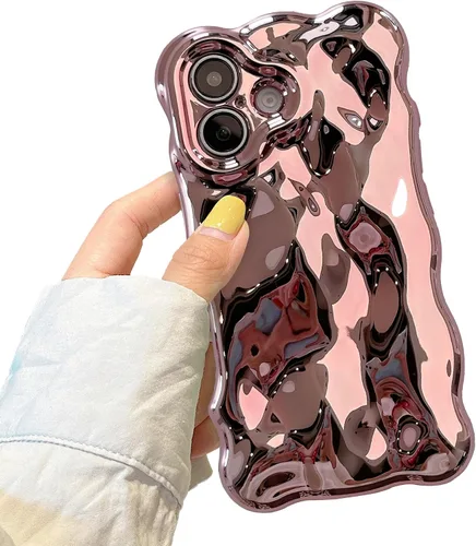 Miniatura 56 de XIZYO Funda para iPhone 13 de 6.1 pulgadas, bonito patrón de ondas, estético, 3D, rizado, ondulado, chapado en purpurina, para mujeres y niñas, Azul