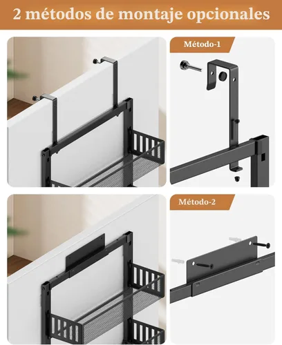 Miniatura 5 de POKIPO Organizador de Despensa de 8 Niveles Sobre la Puerta, Estante Grande de Metal para Especias en Puerta con Canasta Ajustable, 2 en 1 Montaje