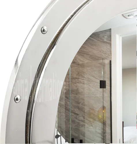 Miniatura 4 de Nagina 20NICMIR - Espejo de diseño náutico de aluminio de níquel para casas de playa/lago, baños y dormitorios, 20 pulgadas de diámetro