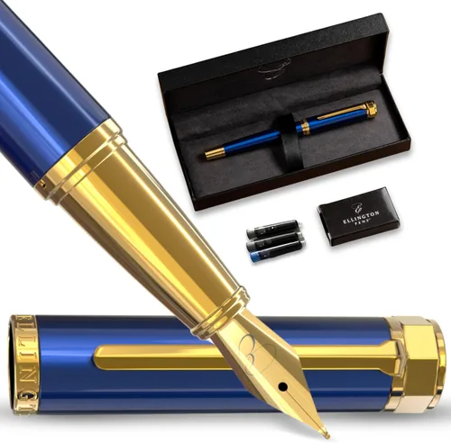Miniatura 10 de Ellington Pens Juego de pluma estilográfica de lujo, punta fina y suave, incluye 3 cartuchos de tinta, convertidor de tinta recargable, caja de El