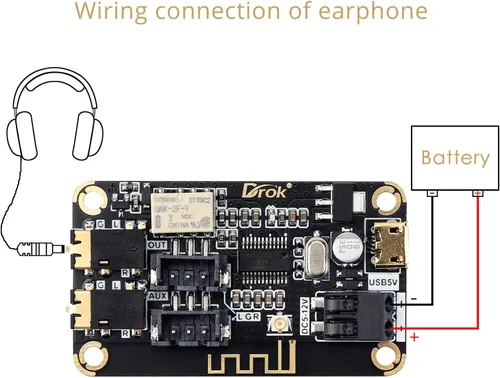 Miniatura 5 de DROK Placa de Bluetooth, Receptor de Audio de 12V, Módulo de Bluetooth DC 5V-12V, Electrónica Portátil, Circuito de Recepción de Música Estéreo