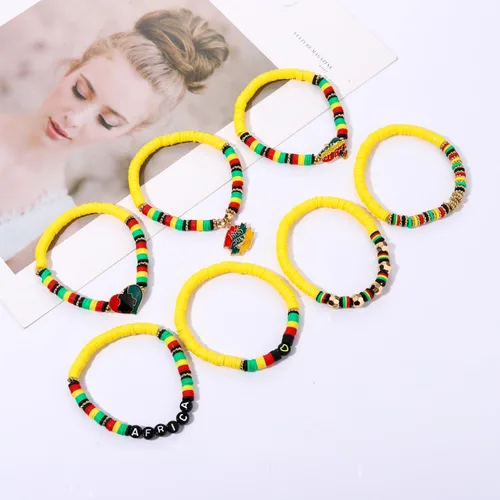 Miniatura 171 de Surfer Heishi - Pulseras apilables para mujer, apilables, de vinilo arcoíris, disco de arcilla, pulseras elásticas para la amistad, joyería bohemia