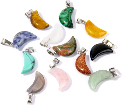 Cadikez 12 piezas colgantes de cruz de piedra natural, cristales curativos de cuarzo chakra reiki colgantes de piedras preciosas dijes a granel para