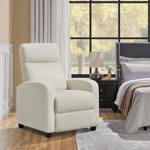 Miniatura 9 de Yaheetech Silla reclinable de pana para sofá individual, asiento de cine en casa, silla reclinable moderna ajustable para sala de estar, dormitorio