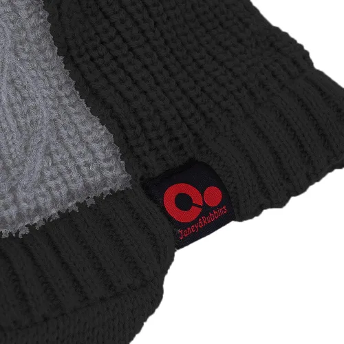 Miniatura 5 de JaneyRubbins - Gorro de invierno con visera de dos tonos con gorro de punto con borde de forro polar y gorro de esquí