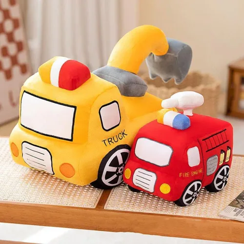 Miniatura 4 de XIYUAN Cojín de peluche rojo de autobús escolar con diseño de caricaturas, cojín de felpa para regalo de cumpleaños de niños (11 x 7 x 6 pulgadas)