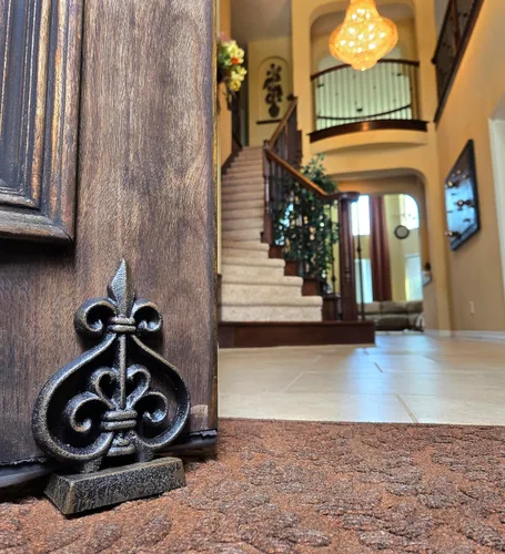 Miniatura 8 de Lulu Decor, Tope de puerta de hierro fundido Fleur De Lis, tapón de puerta (LB15BK1)