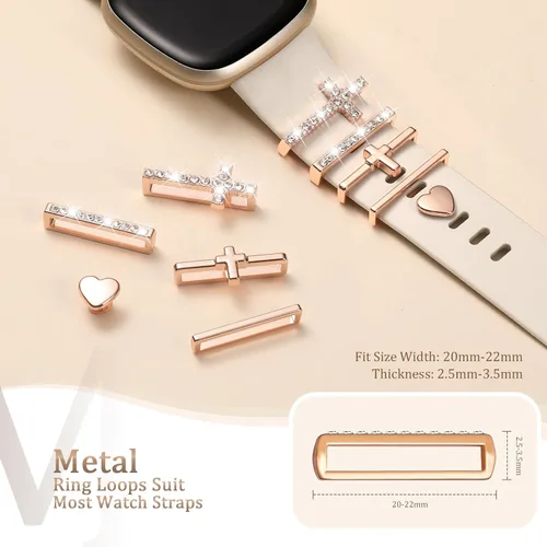 Miniatura 4 de Ouwegaga Compatible con Fitbit Versa 4 Bandas para Mujer/Sense 2/Sense/Versa 3 Bandas, Correa Deportiva de Silicona Suave con 5 Piezas de Anillos