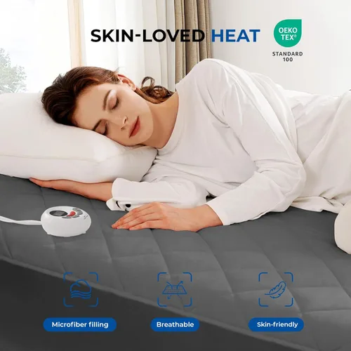 Miniatura 3 de Protector de Colchón Calefactable Tamaño Individual Acolchado Calentador de Cama Eléctrico de Lujo Comodidad Calor Protector de Colchón Controlador