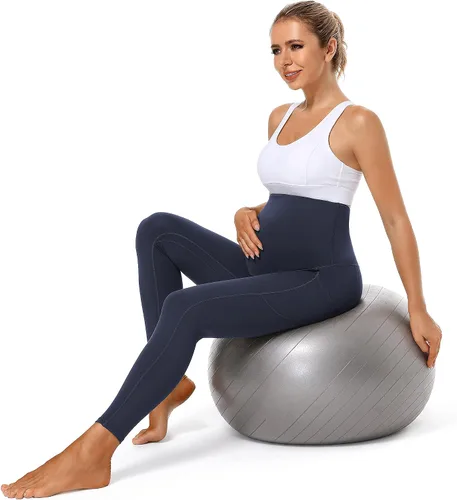 Miniatura 8 de Foucome Leggings de maternidad para mujer con bolsillos sobre el vientre, leggings de entrenamiento para yoga, pantalones de trabajo activos