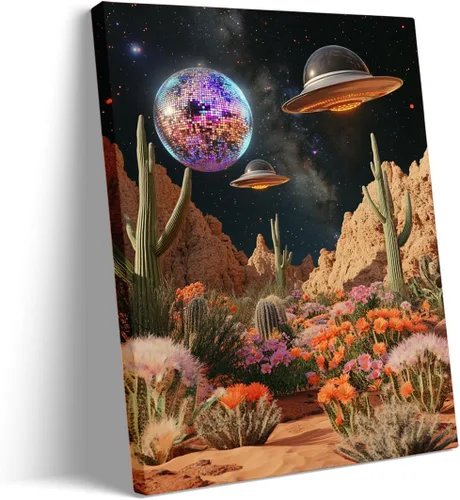 Miniatura 22 de Póster de bola de discoteca de los años 70, arte de pared retro para dormitorio preppy o sala de estar, impresión de baile estilo Y2K con fondo Sin