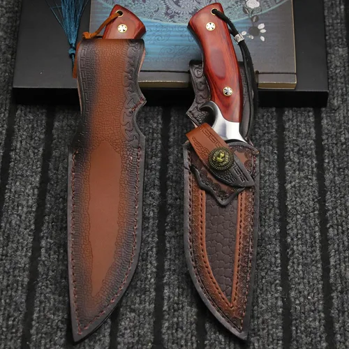 Miniatura 9 de WPKOPYA WZD-006 Cuchillo de caza fijo con cuchillo táctico de vaina, adecuado para caza en la selva, senderismo, pesca, rescate y autodefensa, EDC