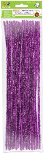 Miniatura 23 de Krafty Kids GC025E, tallos de felpilla de oropel, limpiadores de tuberías con purpurina, 0.236 in por 12 pulgadas, blanco, 1/4 x 12 pulgadas x 35