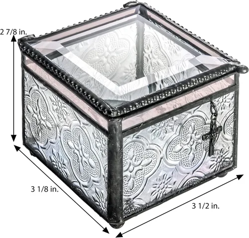 Miniatura 5 de Regalo de confirmación recuerdo personalizado grabado personalizado vintage vitral joyería baratija rosario caja J Devlin 631 EB221