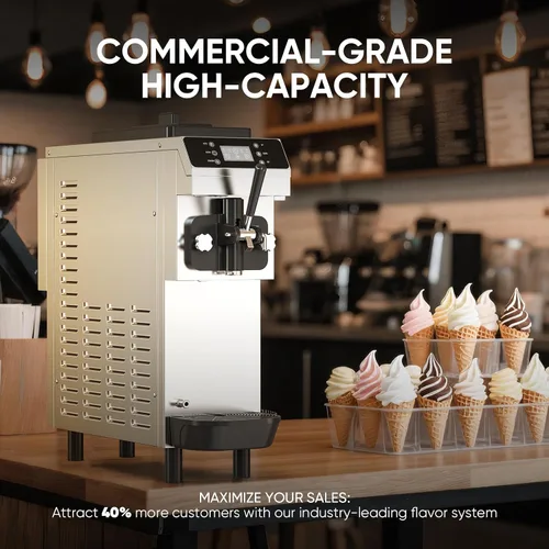 Miniatura 9 de Máquina comercial para hacer helados de 15 cuartos de galón (≈3.75 galones), 100-150 porciones, cuencos de acero inoxidable 304 de 4.3 L, tanque