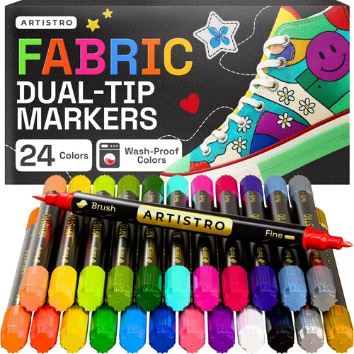 Miniatura 15 de ARTISTRO 48 marcadores de tela de doble punta – Kit de decoración de tela – Permanente para ropa – Bolígrafos de pintura acrílica para tenis