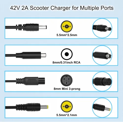 Miniatura 3 de Cargador de scooter 42V 2A 4 en 1 conector extraíble para 36V Pocket Mod, batería de litio deportiva compatible con GOTRAX, Ninebot, Hiboy cargador