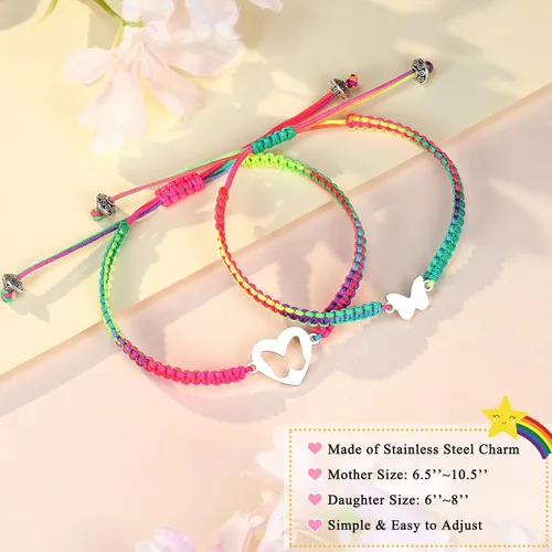 Miniatura 3 de ORISPRE First Day of KindergartenPre k 1st Grade 2nd Gifts Mother Daughter Bracelets Matching Heart Wish Bracelet Set for 2 Gifts for Daughter