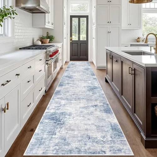 Miniatura 58 de IOHOUZE Alfombra abstracta lavable de 3 x 12 pies para pasillos, antideslizante para cocina, camino de entrada de lana sintética para interiores
