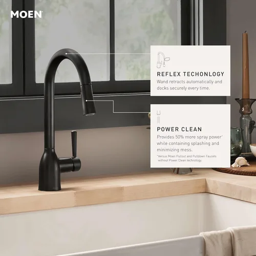 Miniatura 2 de Moen Adler - Llave de cocina de arco alto con una sola manija, resistente a manchas de acero inoxidable con limpieza eléctrica, 87233SRS Acero