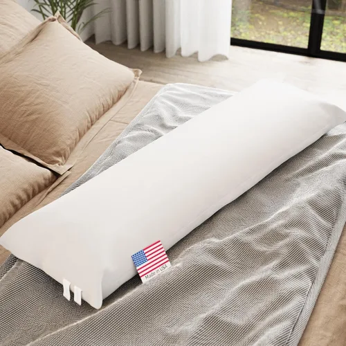 Looms & Linens Almohada corporal de 48 pulgadas, almohadas de cuerpo largo para adultos y ancianos para dormir de lado, hechas en Estados Unidos, 1